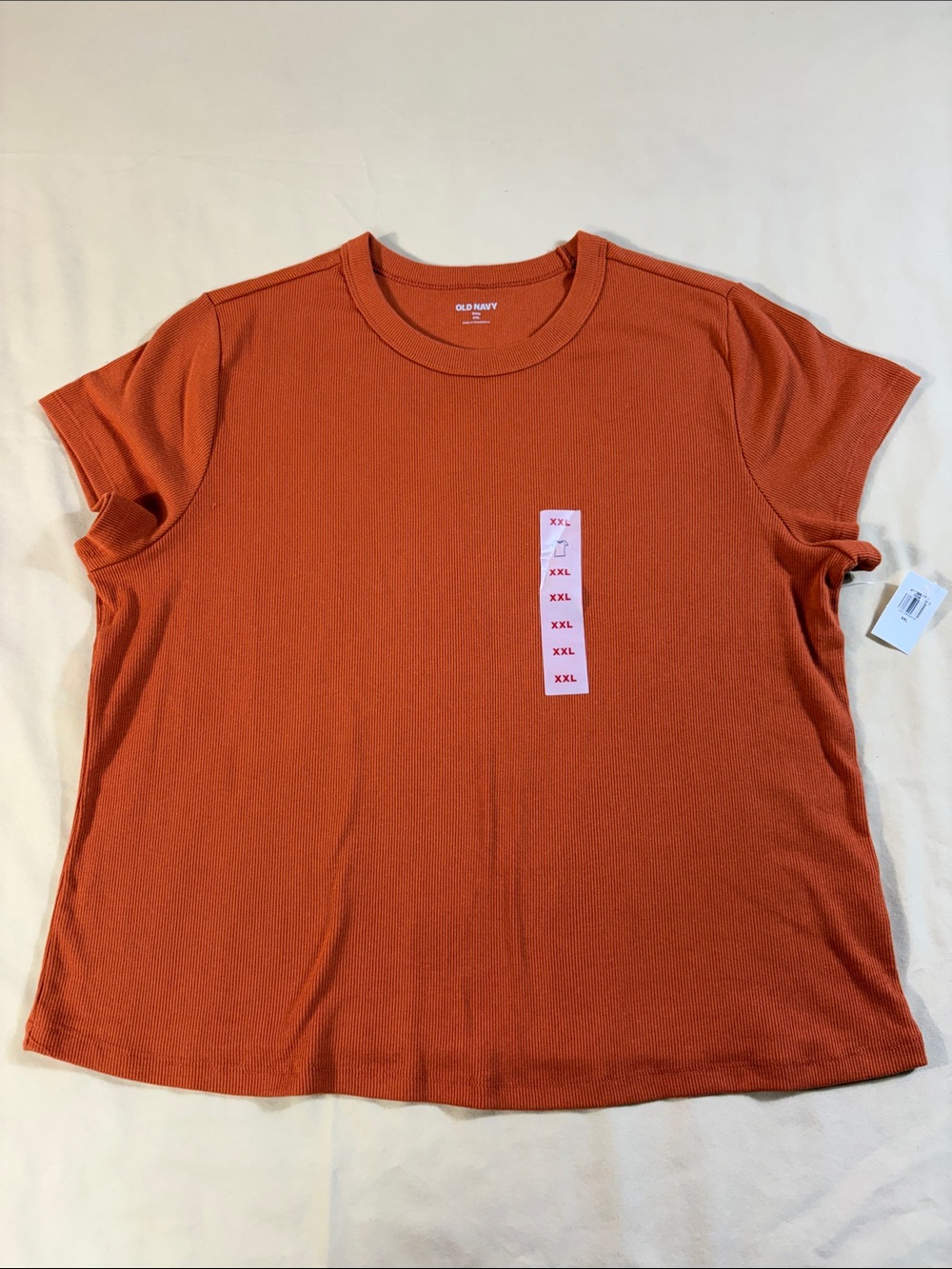 Old Navy Womens Top XXL NWT Orange Terracotta Ribbed Knit Crew Neck Short Sleeve